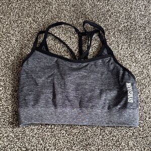Gymshark Charcoal and Black Sports Bra Adapt Collection